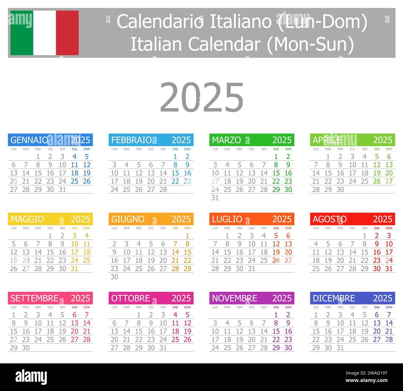 Calendario italiano 2025 hires stock photography and images Alamy