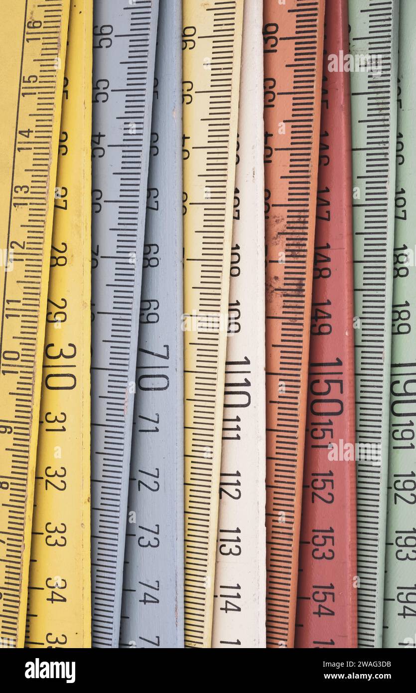 Old wooden folding meter ruler measuring centimeters Stock Photo Alamy