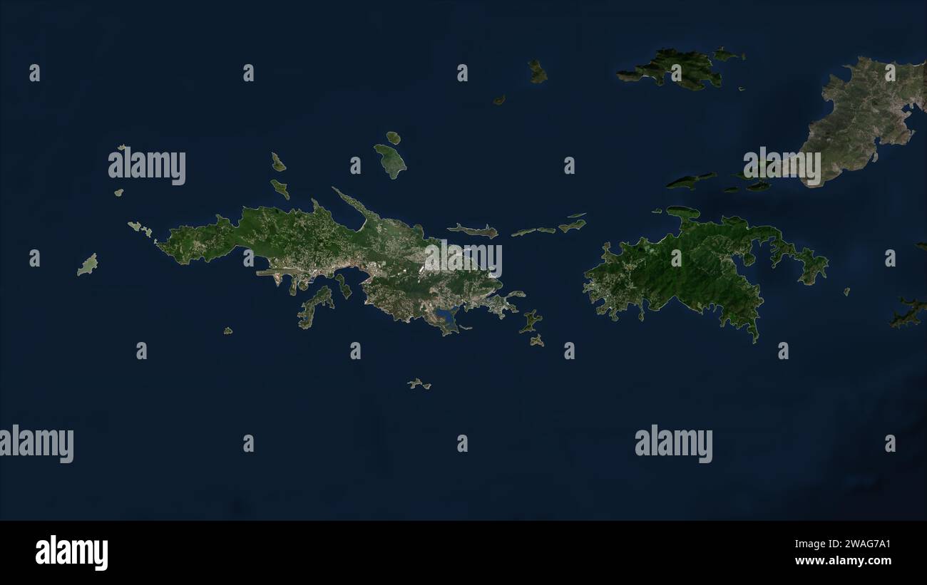 U.S. Virgin Islands - Saint Thomas highlighted on a low resolution satellite map Stock Photo