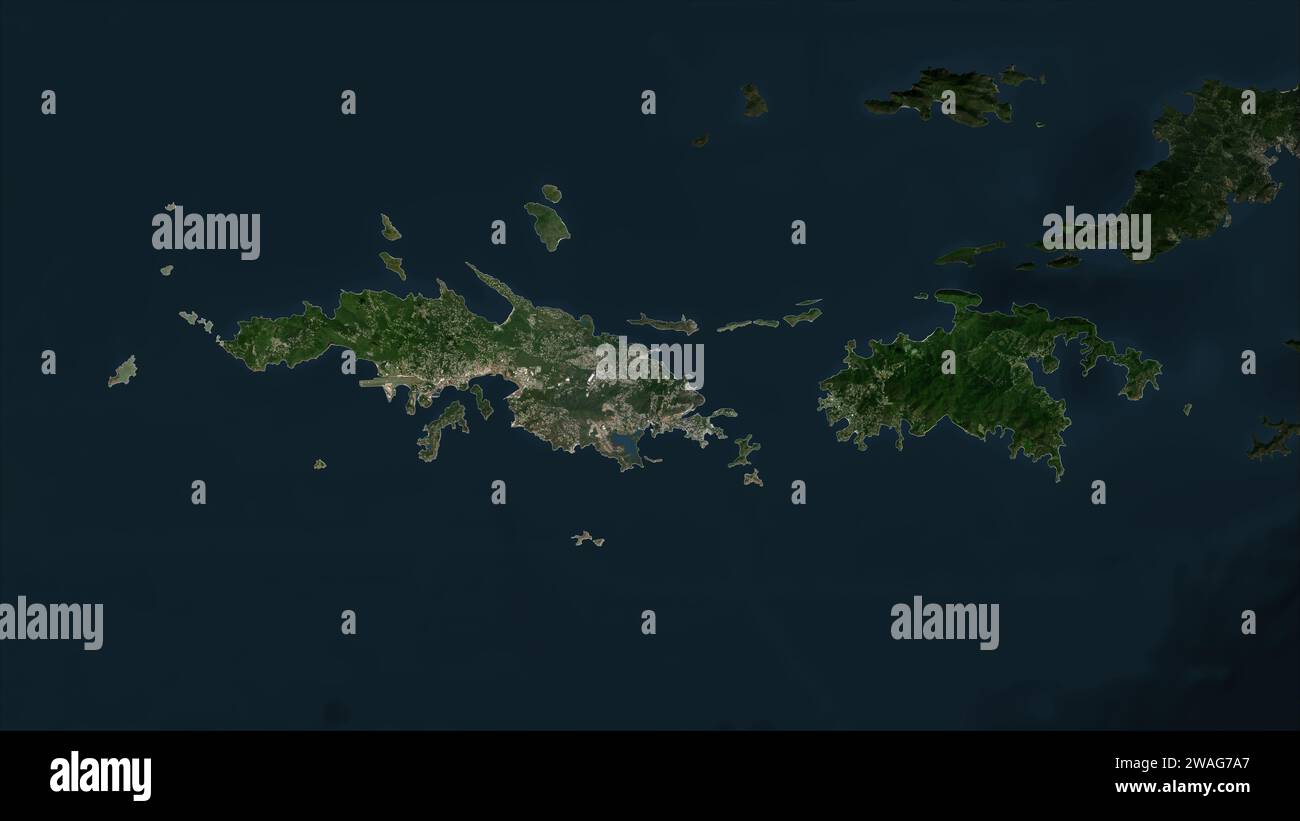 U.S. Virgin Islands - Saint Thomas highlighted on a high resolution satellite map Stock Photo