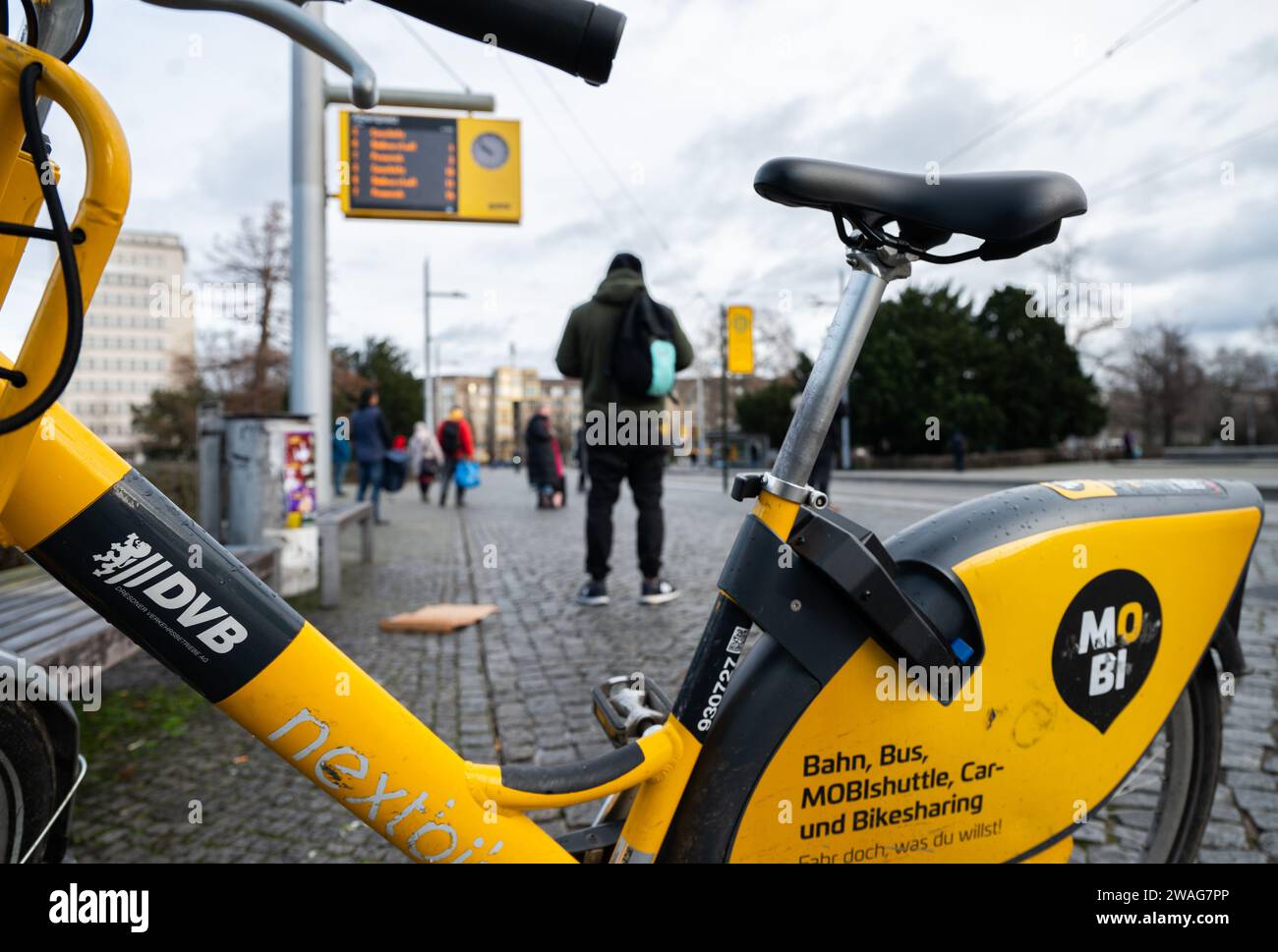 Dresden, Germany. 04th Jan, 2024. A rental bike from Dresdner