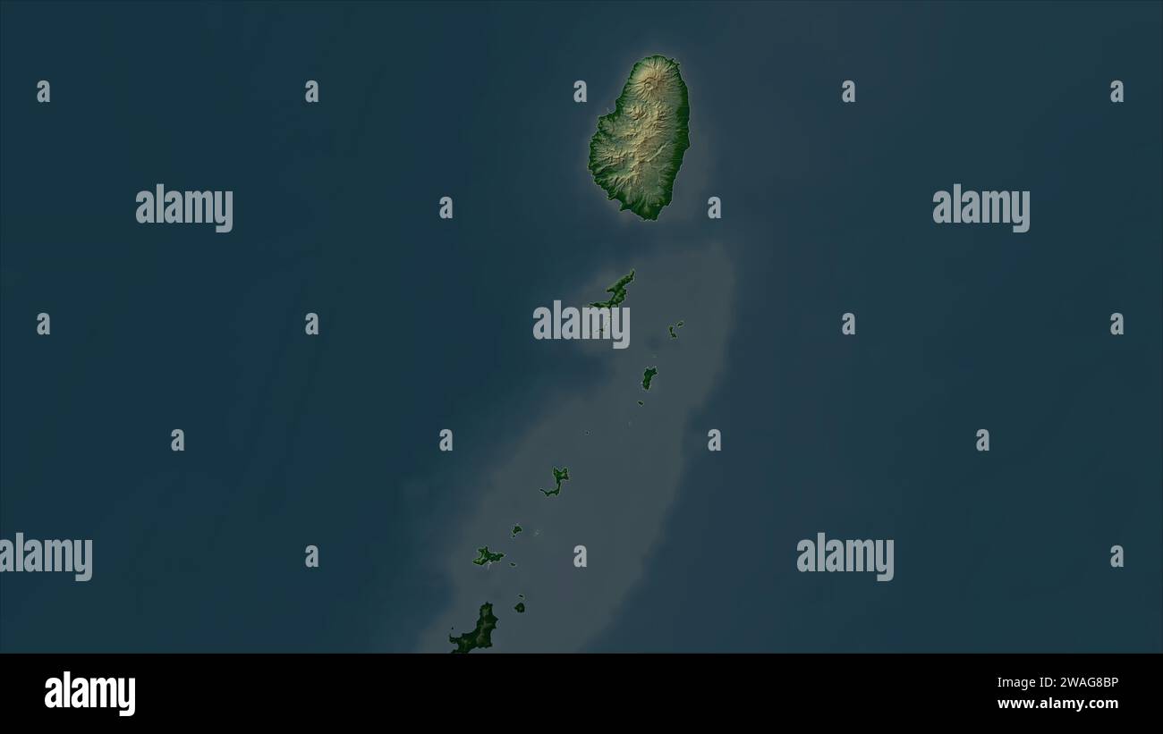 St. Vincent Rivers Saint Vincent and the Grenadines highlighted on a Colored elevation map ...