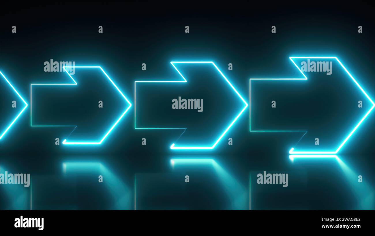 3d render glowing blue arrows hi-res stock photography and images - Alamy