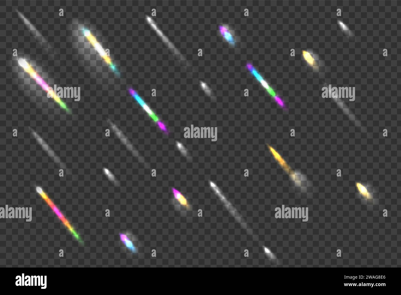 Rainbow prism rainbow light. Sun rays overlay effect Stock Vector Image