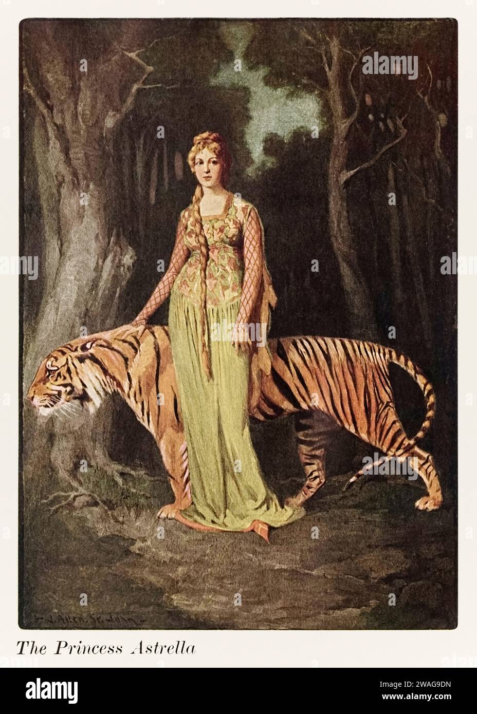 ‘The Princess Astrella’ frontispiece from ‘The Face in the Pool: A Faerie Tale’ written and illustrated by J. Allen St. John (1872-1957). Photograph from a 1905 first edition published by A. C. McClurg & Co., Chicago. Credit: Private Collection / AF Fotografie Stock Photo