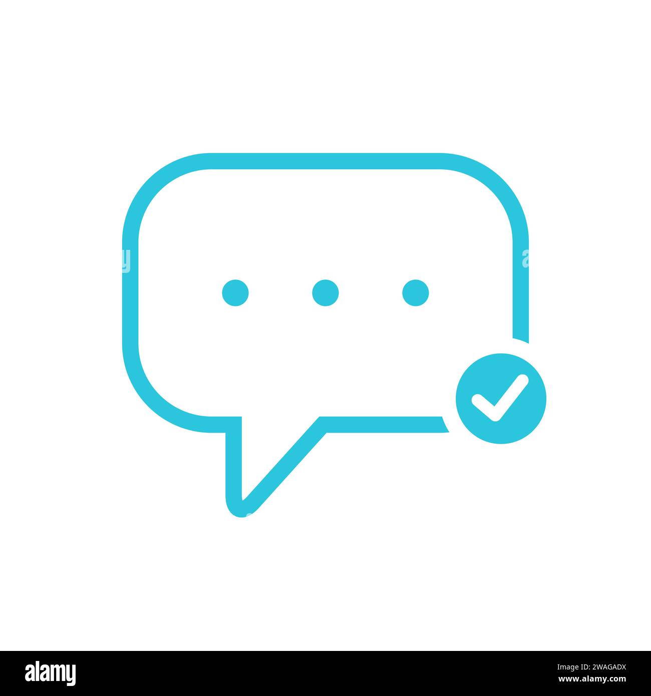 Talk message bubble. Message accepted. Blue icon on white background ...