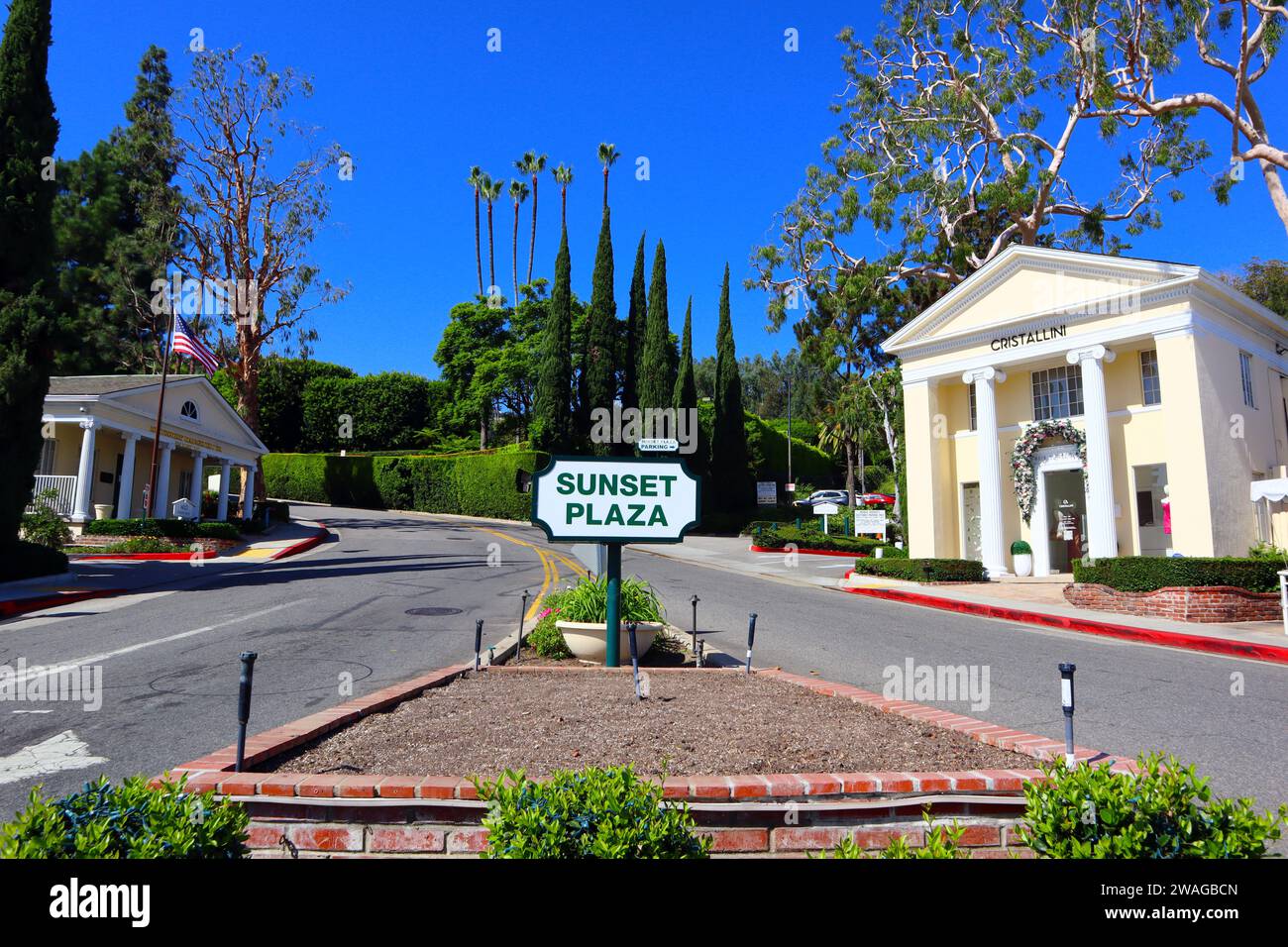 West Hollywood, California: SUNSET PLAZA Shopping Center, a strip ...