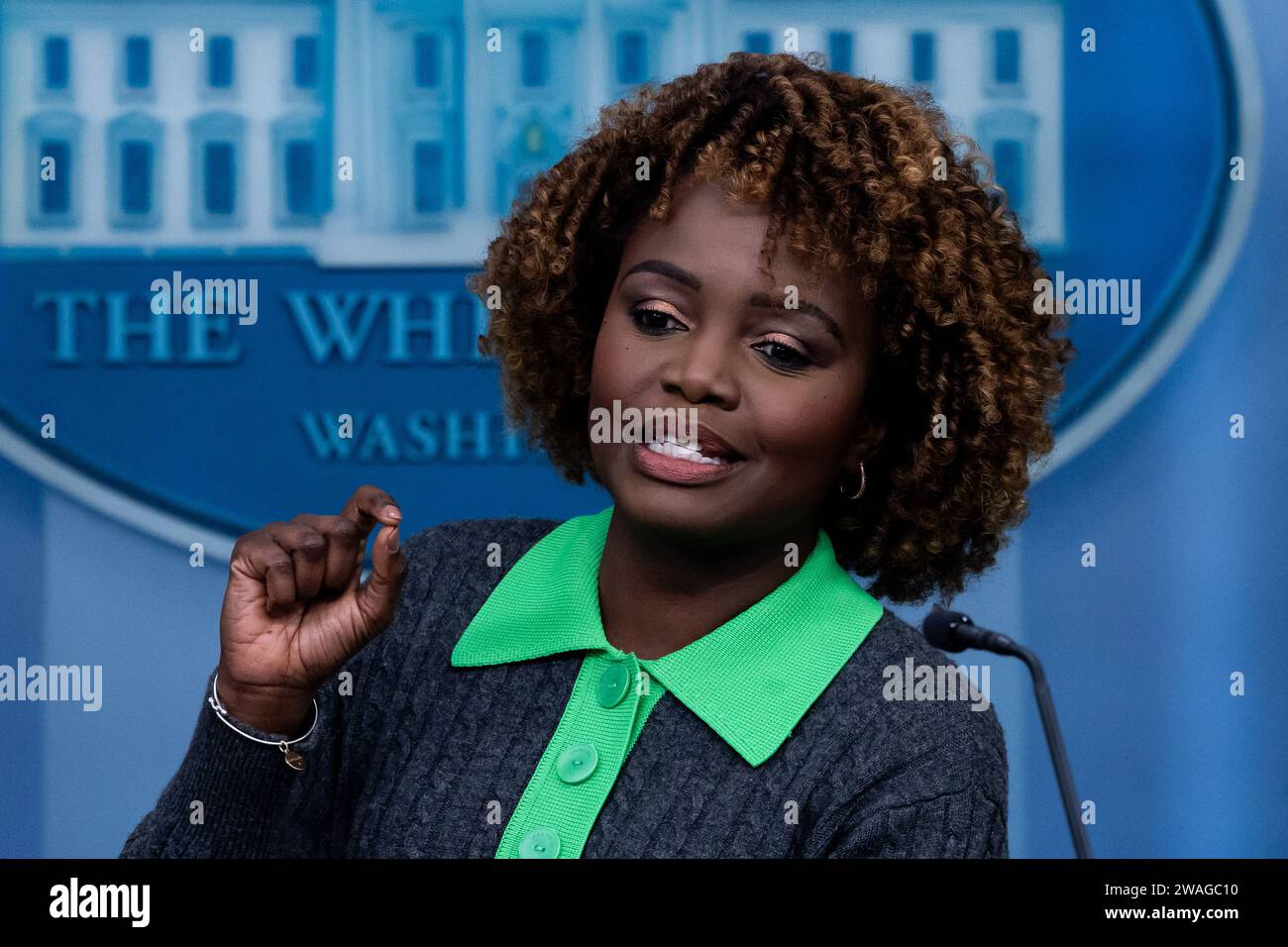 Washington United States 04th Jan 2024 White House Press Secretary   Washington United States 04th Jan 2024 White House Press Secretary Karine Jean Pierre Speaks During The Press Briefing At The White House On January 4 2024 In Washington Dc Photo By Julia Nikhinsonupi Credit Upialamy Live News 2WAGC10 