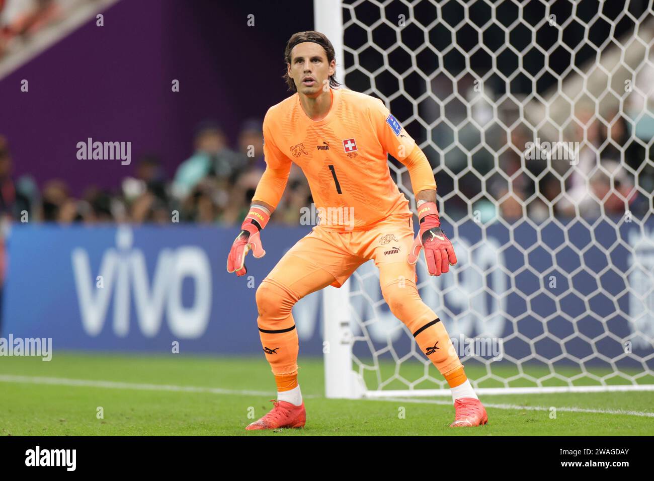 Yann Sommer of Switzerland seen in action during the FIFA World Cup Qatar 2022 match between Portugal and Switzerland at Lusail Stadium. Final score: Portugal 6:1 Switzerland. Stock Photo