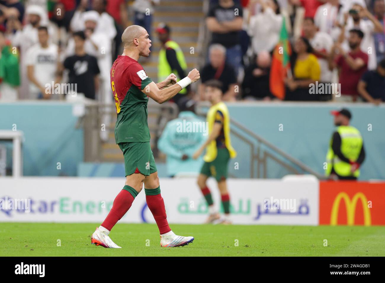 Képler Laveran Lima Ferreira (Pepe) of Portugal celebrates a goal during the FIFA World Cup Qatar 2022 match between Portugal and Switzerland at Lusail Stadium. Final score: Portugal 6:1 Switzerland. Stock Photo
