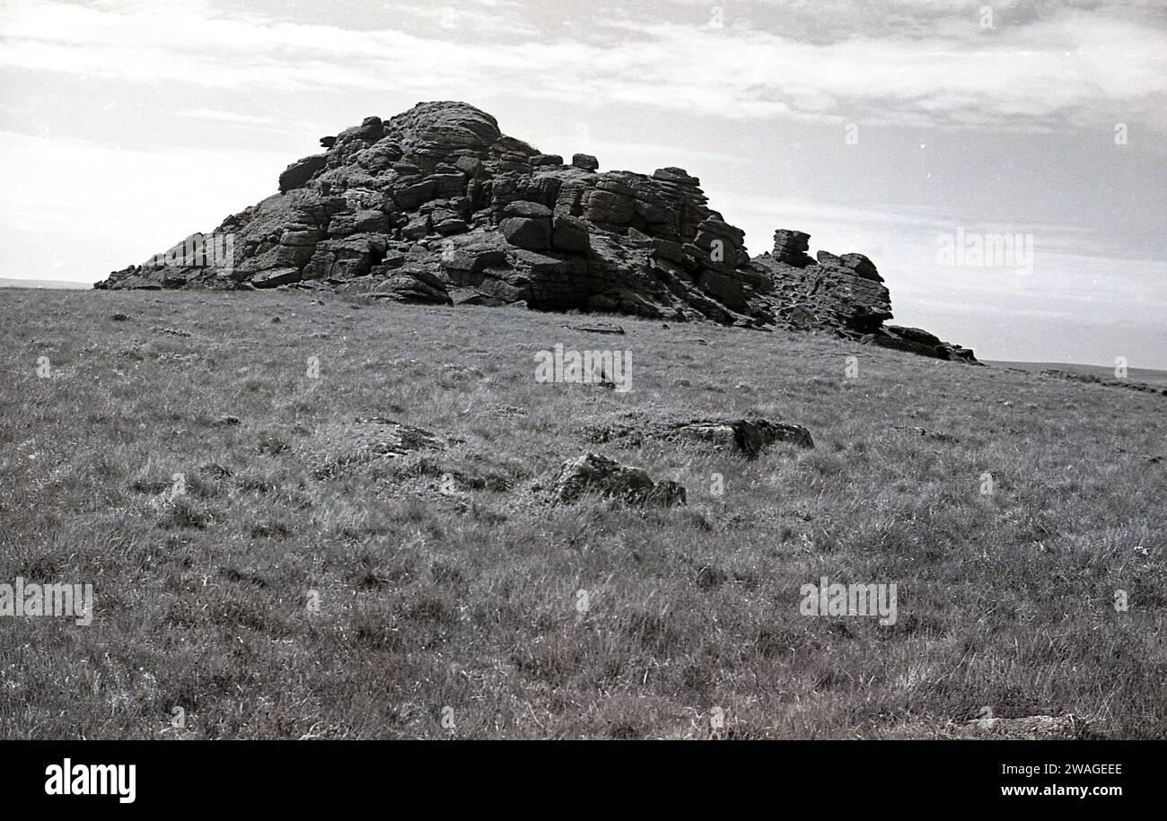 Outpost England 1950s, historical, crag or rocky outpost, Shropshire Hills, England, UK ...