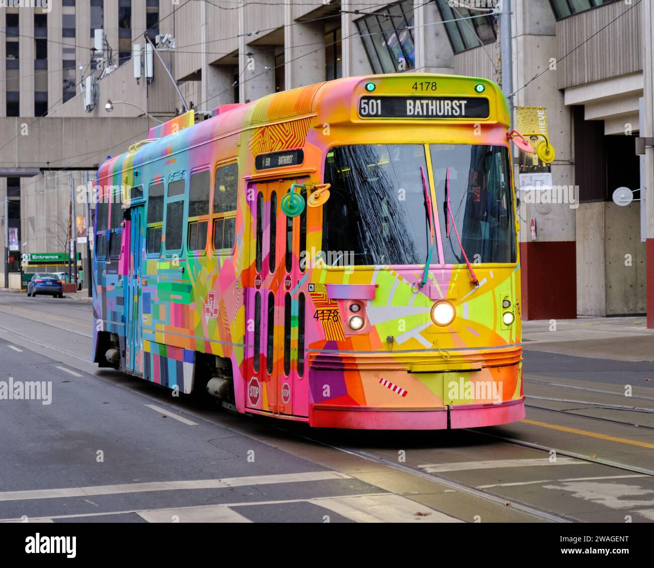 CLRV 4178 “A Streetcar Named Toronto.” Repainted Streetcar to celebrate the end of service of the Icon on the Streets of Toronto Stock Photo