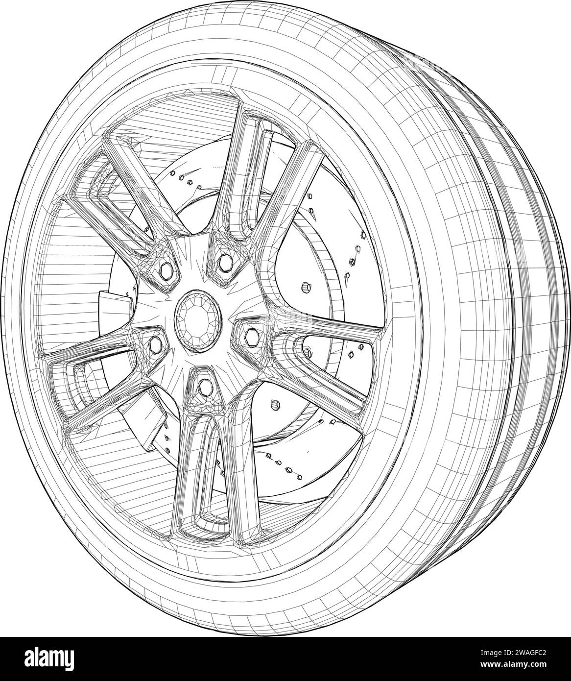 Car Wheel Rim Hub Tire Vector. Illustration Isolated On White