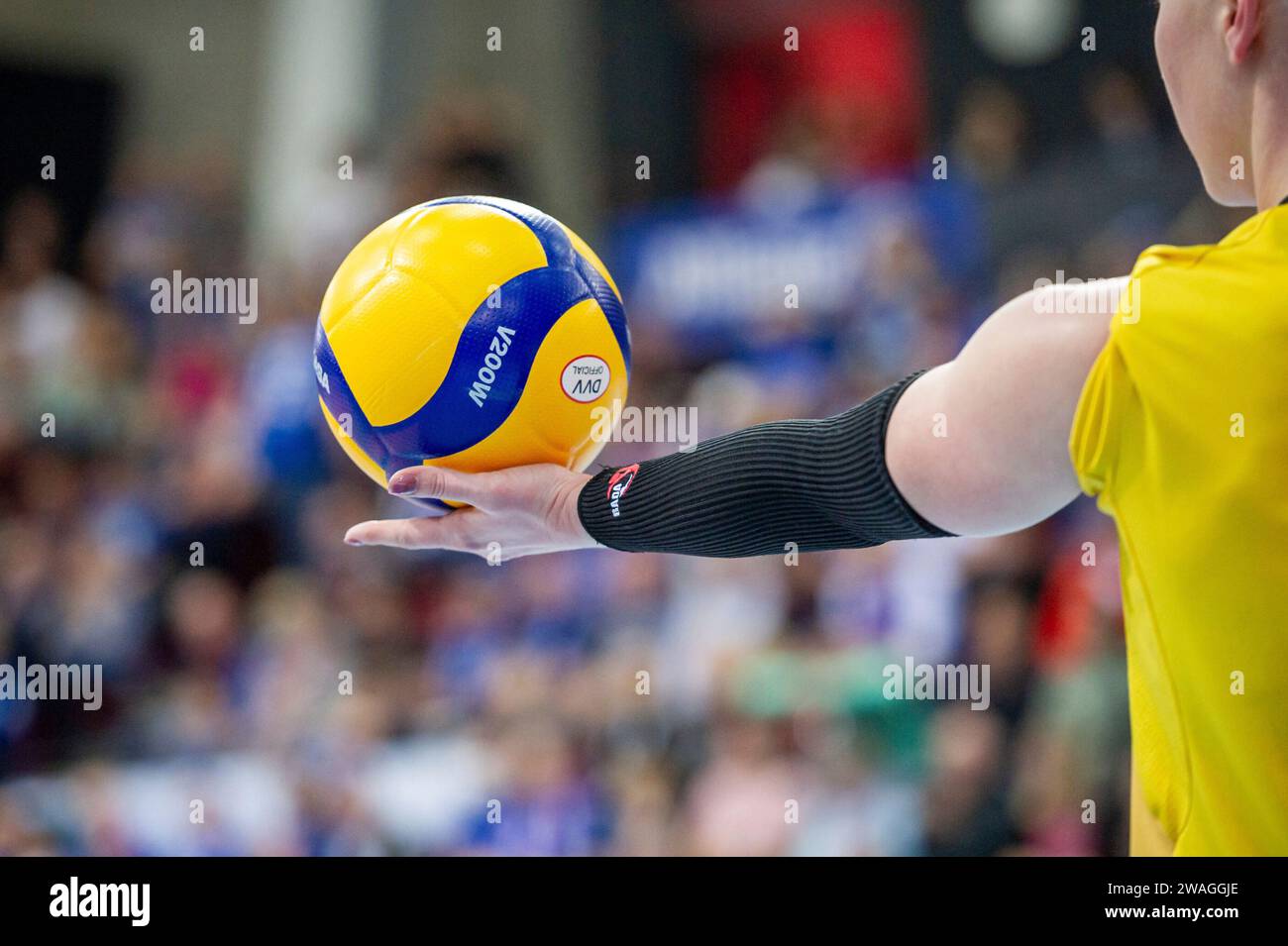 Stuttgart, Deutschland. 04th Jan, 2024. Aufschlag, Volleyball