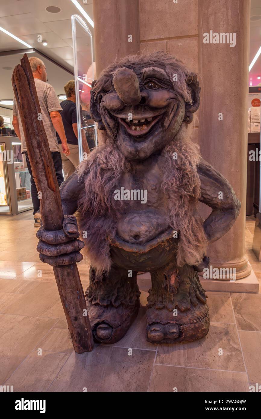 Close up of a troll model outside a souvenir shop on the MSC Euribia sailing in Northern Europe (July 23). Stock Photo
