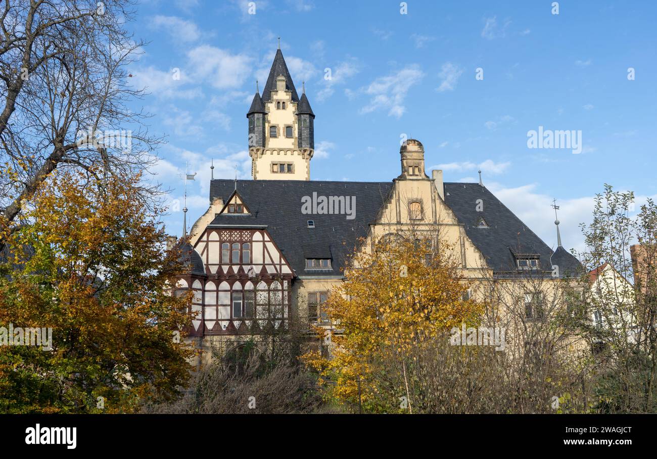 Wilhelminian style villa Wipertistraße in Quedlinburg in autumn Stock Photo