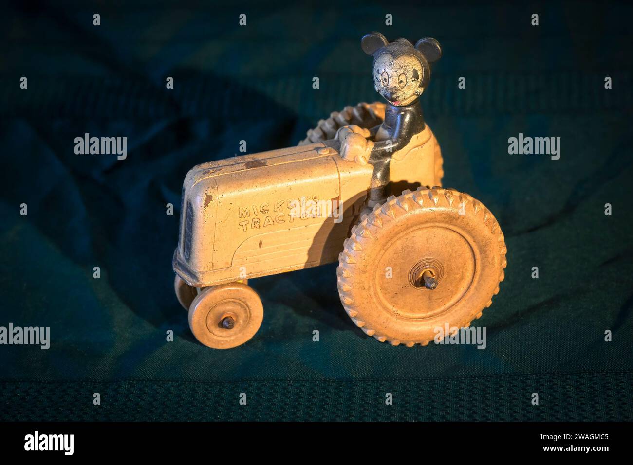 Vintage, rubber, Mickey Mouse, Mickey's Tractor, toy Stock Photo