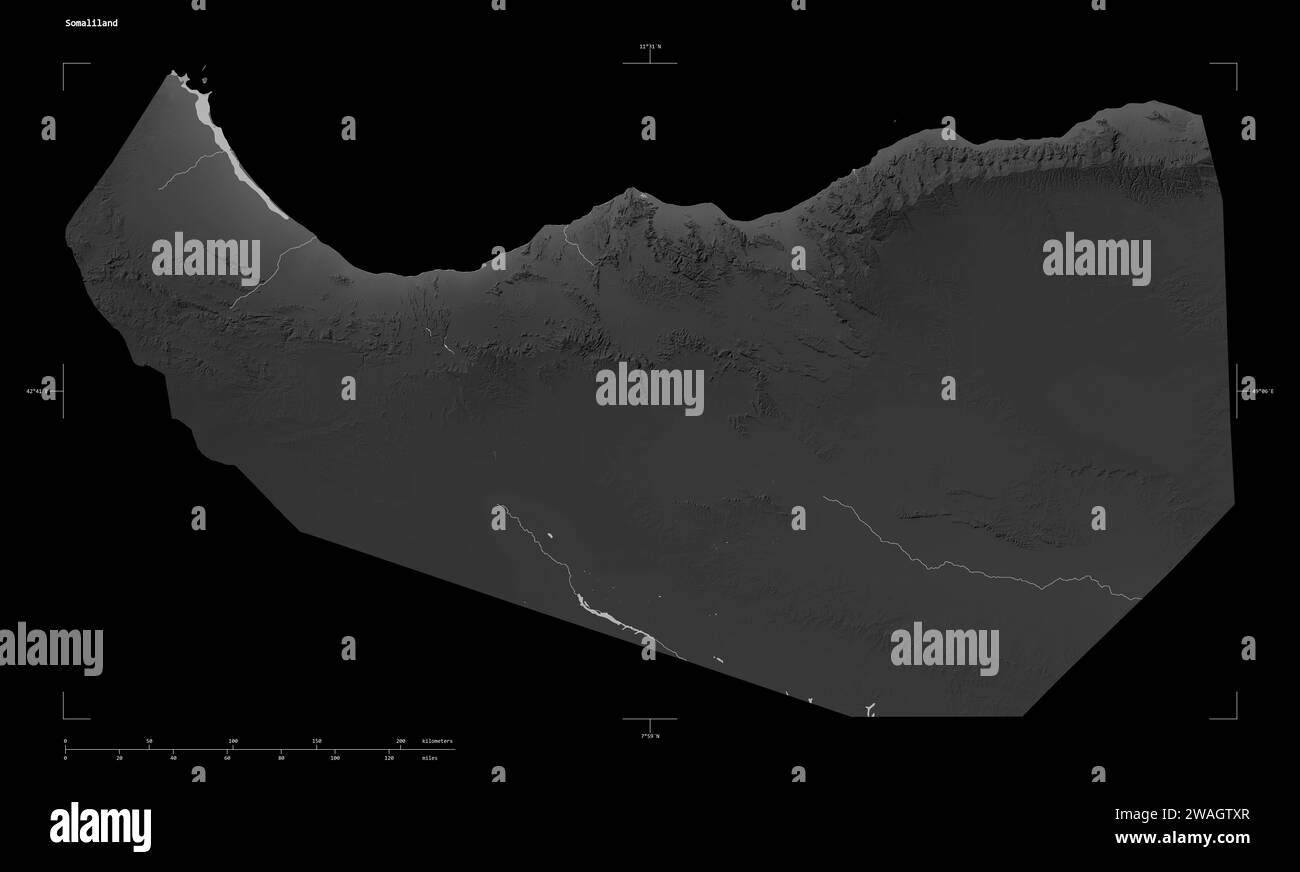 Shape of a Grayscale elevation map with lakes and rivers of the ...