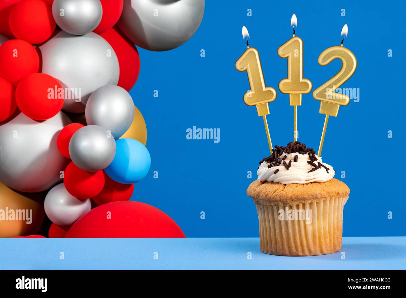Birthday card with balloons - Candle number 112 Stock Photo - Alamy