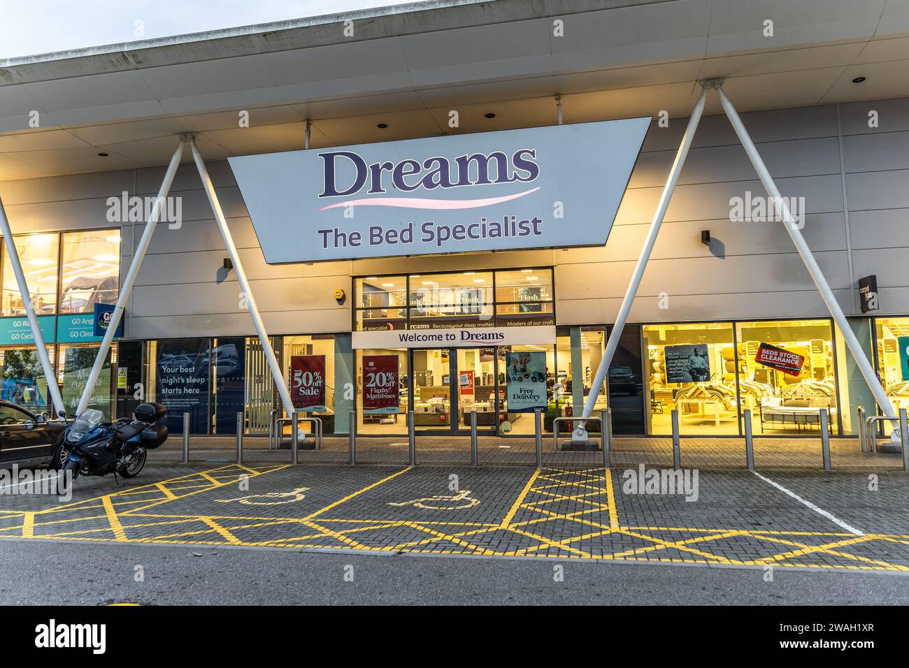 Bristol , UK - October 24, 2023: Dreams The Bed Specialist store situated in the retail park of Cribbs Causeway Stock Photo
