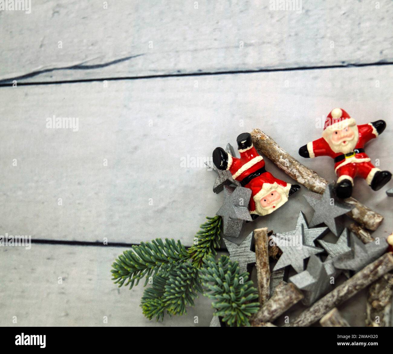 Christmas decorations and Santa Claus figures Stock Photo