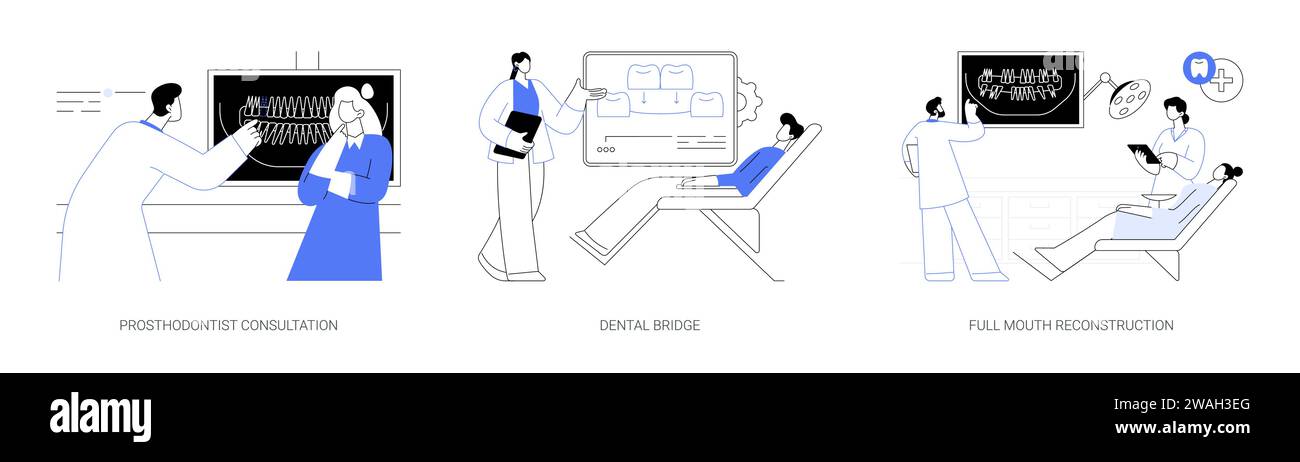 Reconstructive dentistry abstract concept vector illustrations Stock ...
