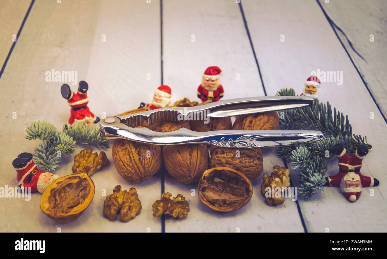 walnuts and nutcracker for Christmas; symbolic image Stock Photo
