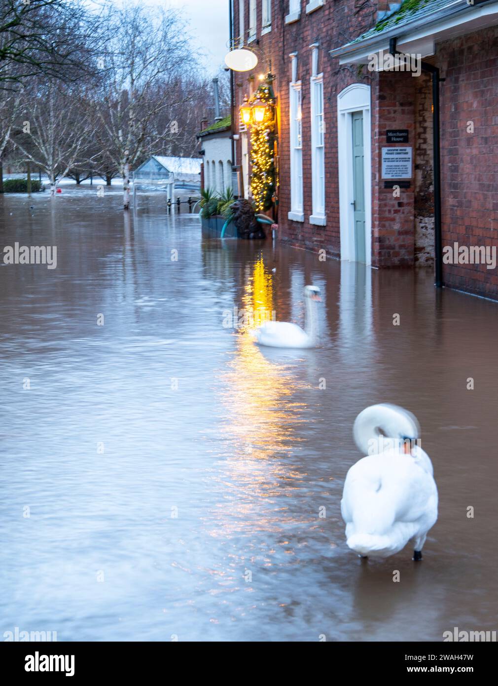 Worcester,Worcestershire,UKJanuary 03 2024Flood waters,caused by recent winter rains,storms