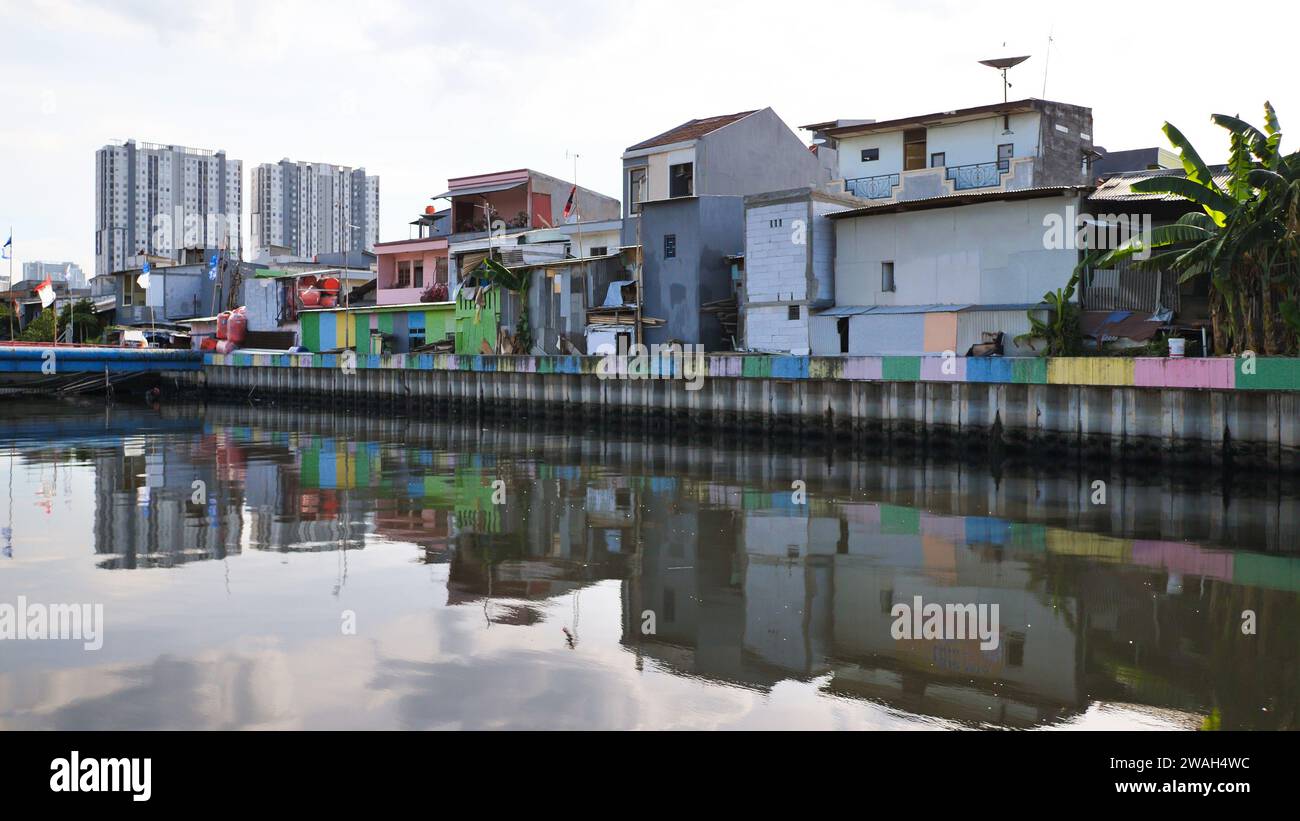 The poor neighborhoods of Jakarta, the capital of Indonesia. Stock Photo