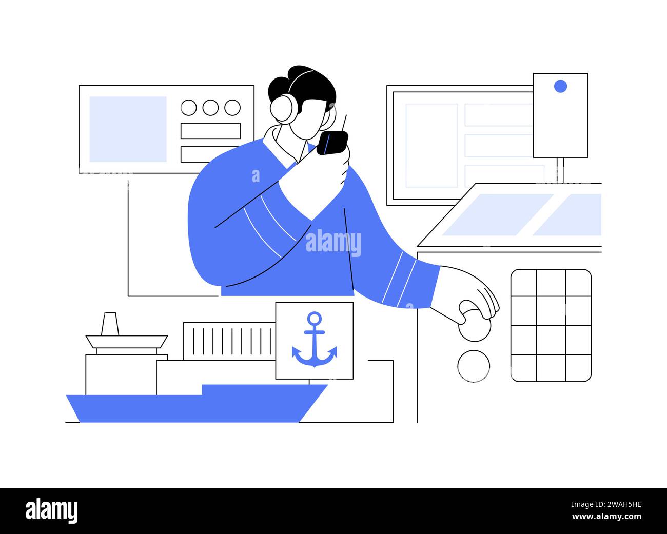 Ship engineer abstract concept vector illustration Stock Vector Image ...