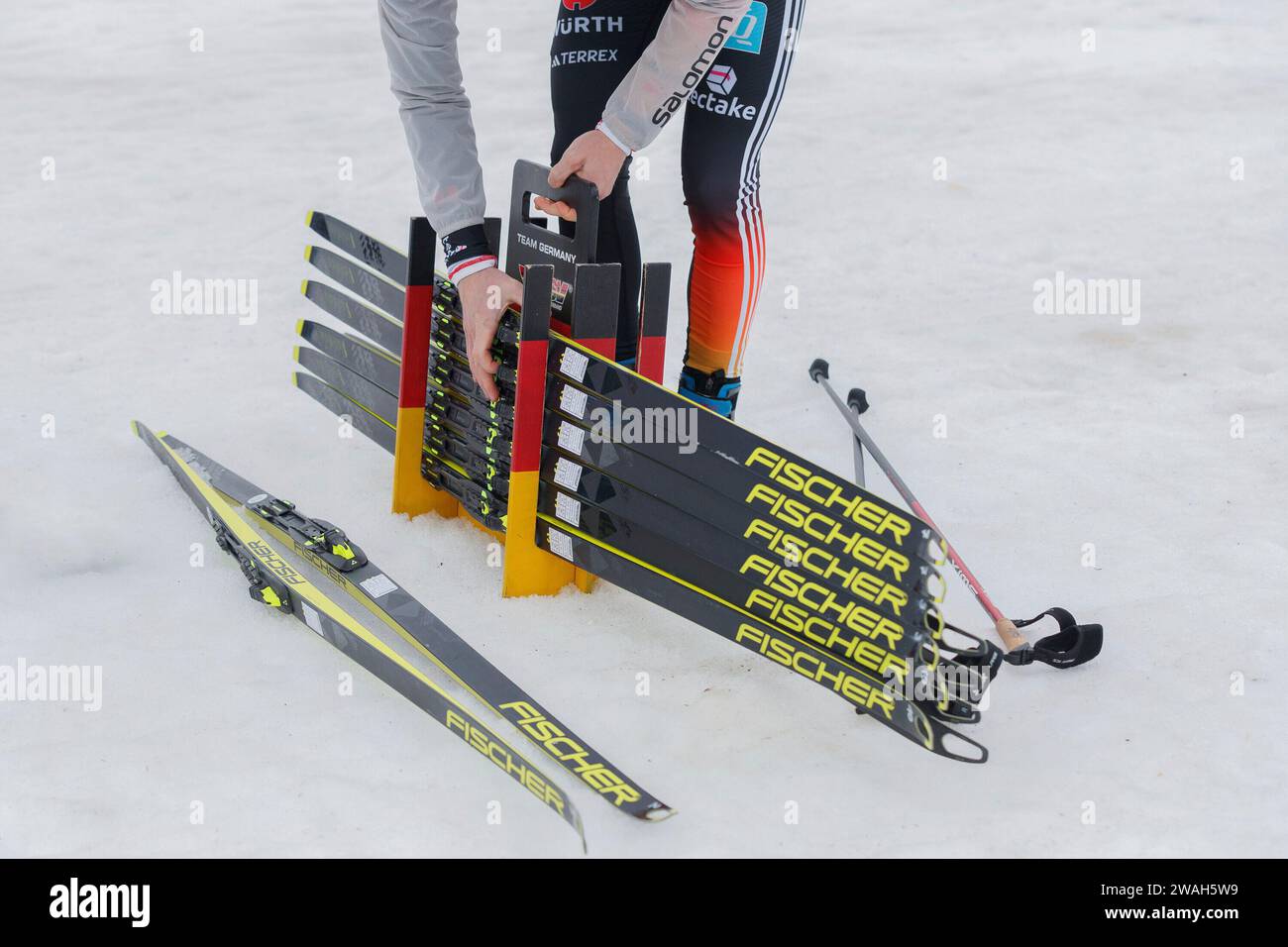 Oberhof, Deutschland. 04th Jan, 2024. Fischer Ski des deutschen Teams; Symbolbild, 04.01.2024, Oberhof (Deutschland), IBU World Cup Biathlon Oberhof 2024 Credit: dpa/Alamy Live News Stock Photo