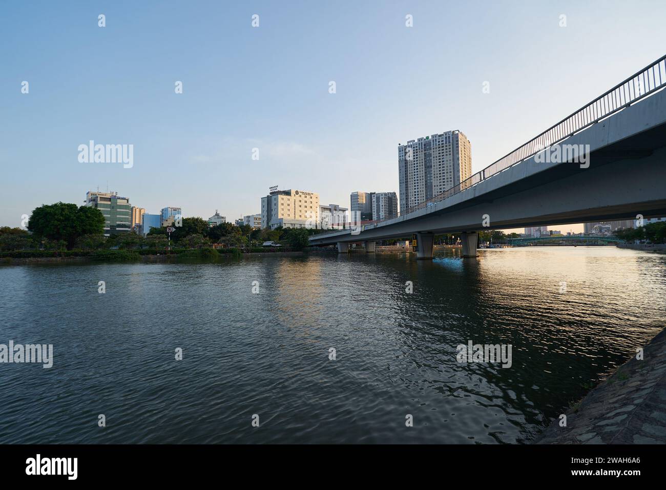 HO CHI MINH CITY, VIETNAM - MARCH 25, 2023: view of Khanh Hoi bridge in Ho Chi Minh City. Stock Photo