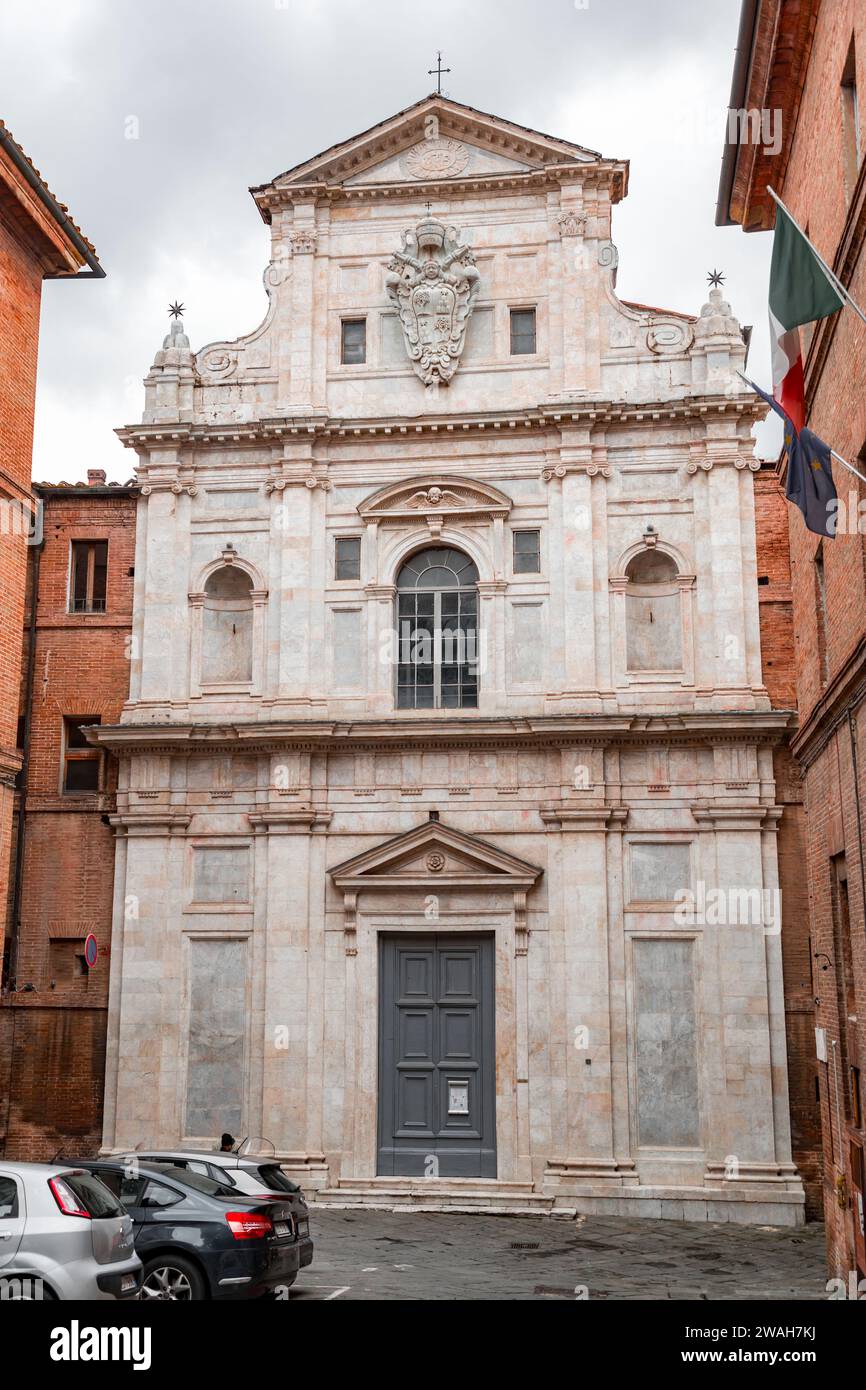 Siena, Italy - APR 7, 2022: San Raimondo al Refugio is a Baroque style, Roman Catholic church located in the Terzo of Camollia of Siena, Tuscany, Ital Stock Photo