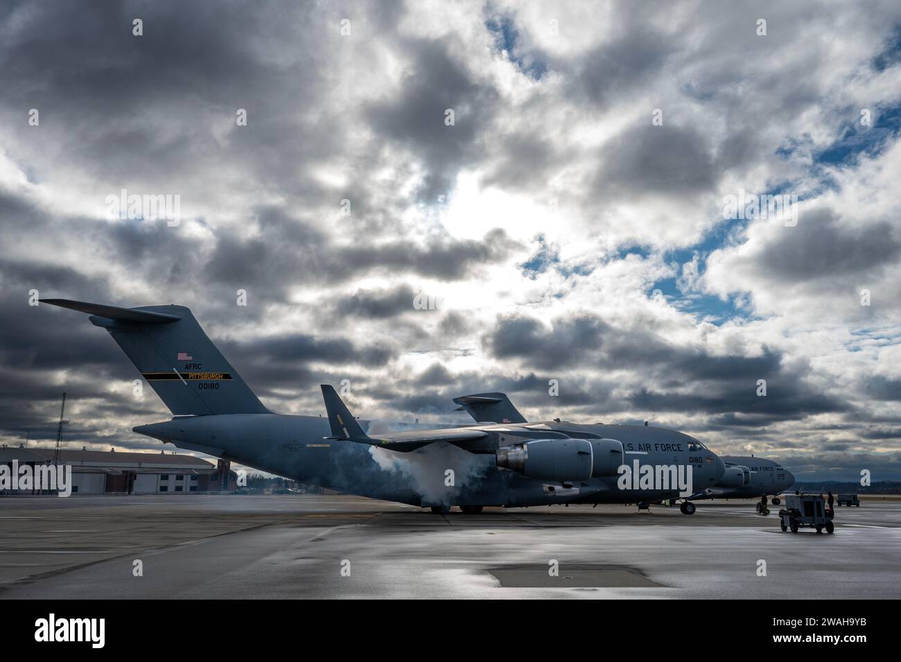 A C 17 Globemaster III Assigned To The 911th Airlift Wing Runs Its A c 17 globemaster iii assigned to the 911th airlift wing runs its