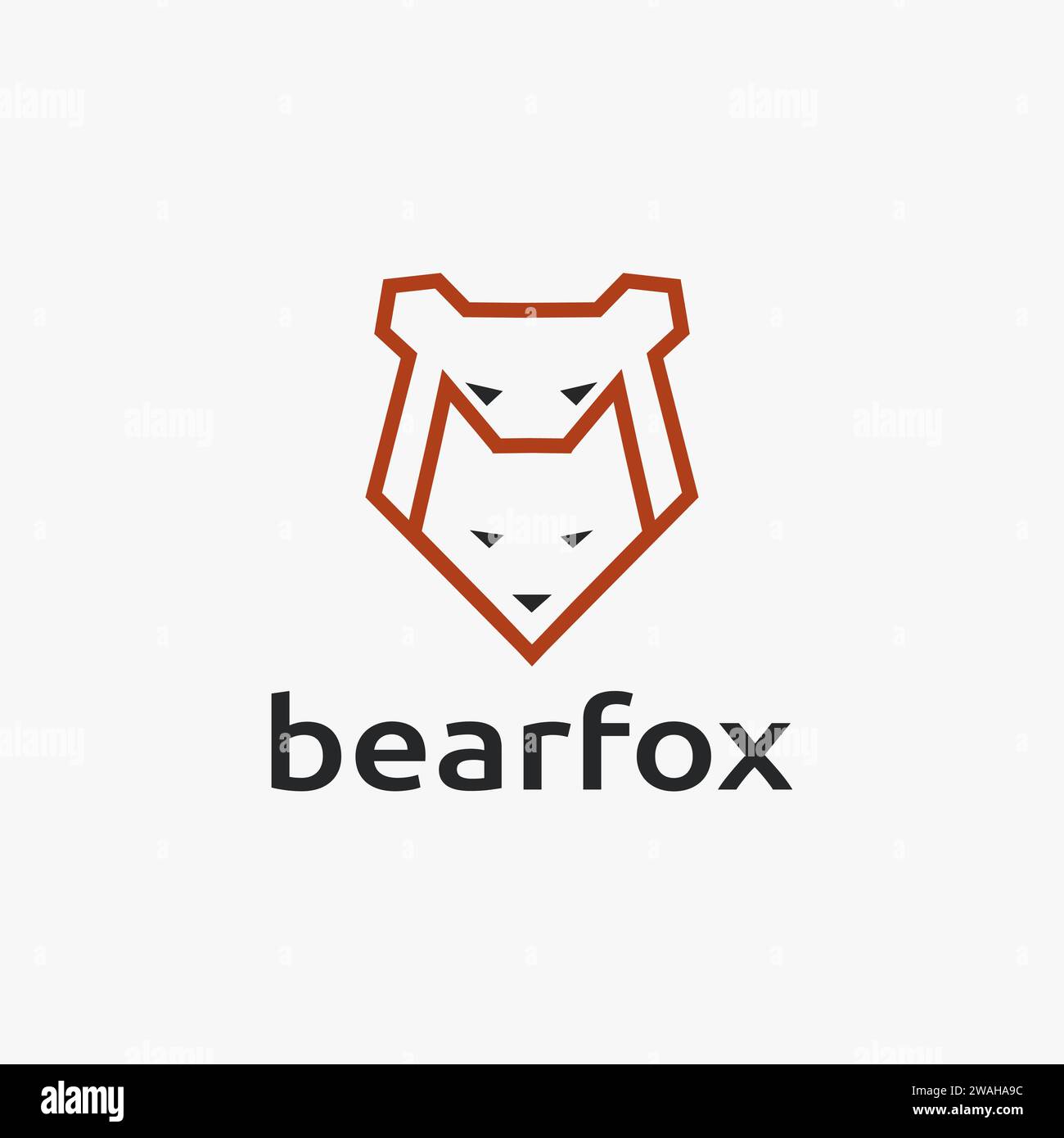 Abstract minimalist line art geometric bear and fox logo icon vector template on white background Stock Vector