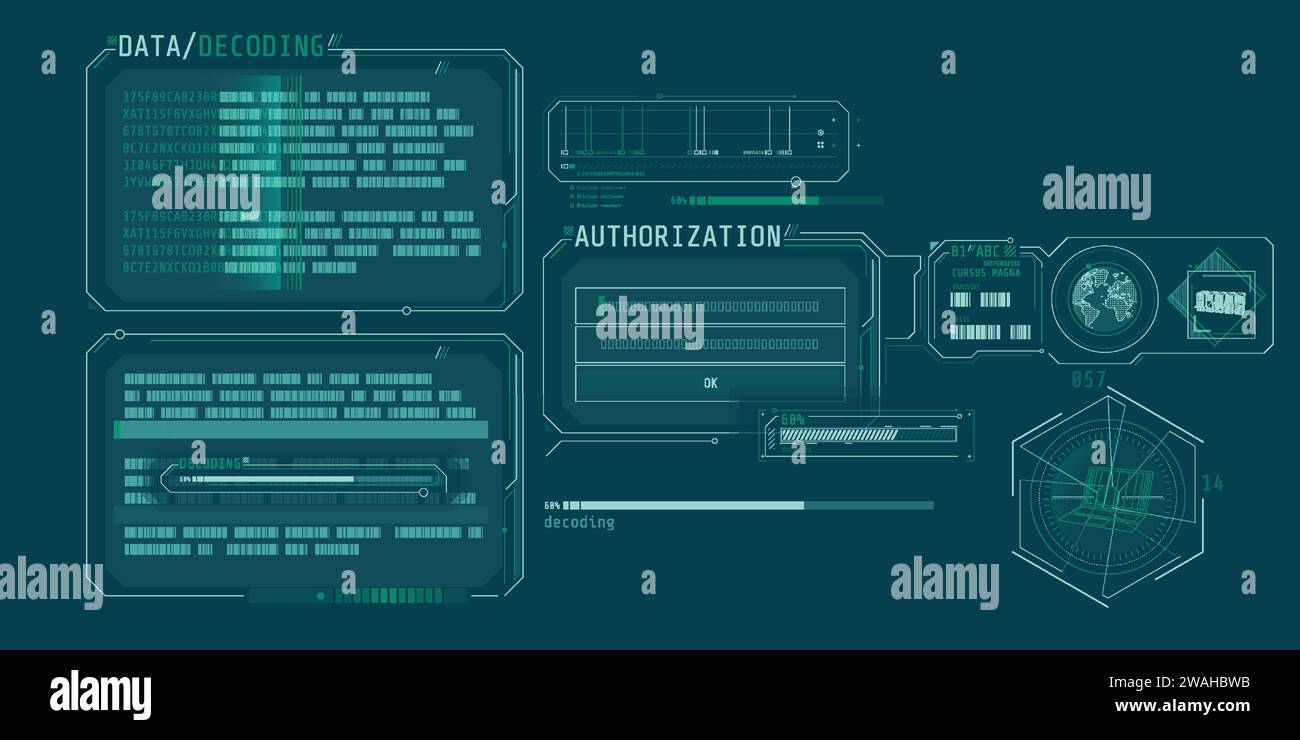 Data decoding program screen with authorization window Stock Vector ...