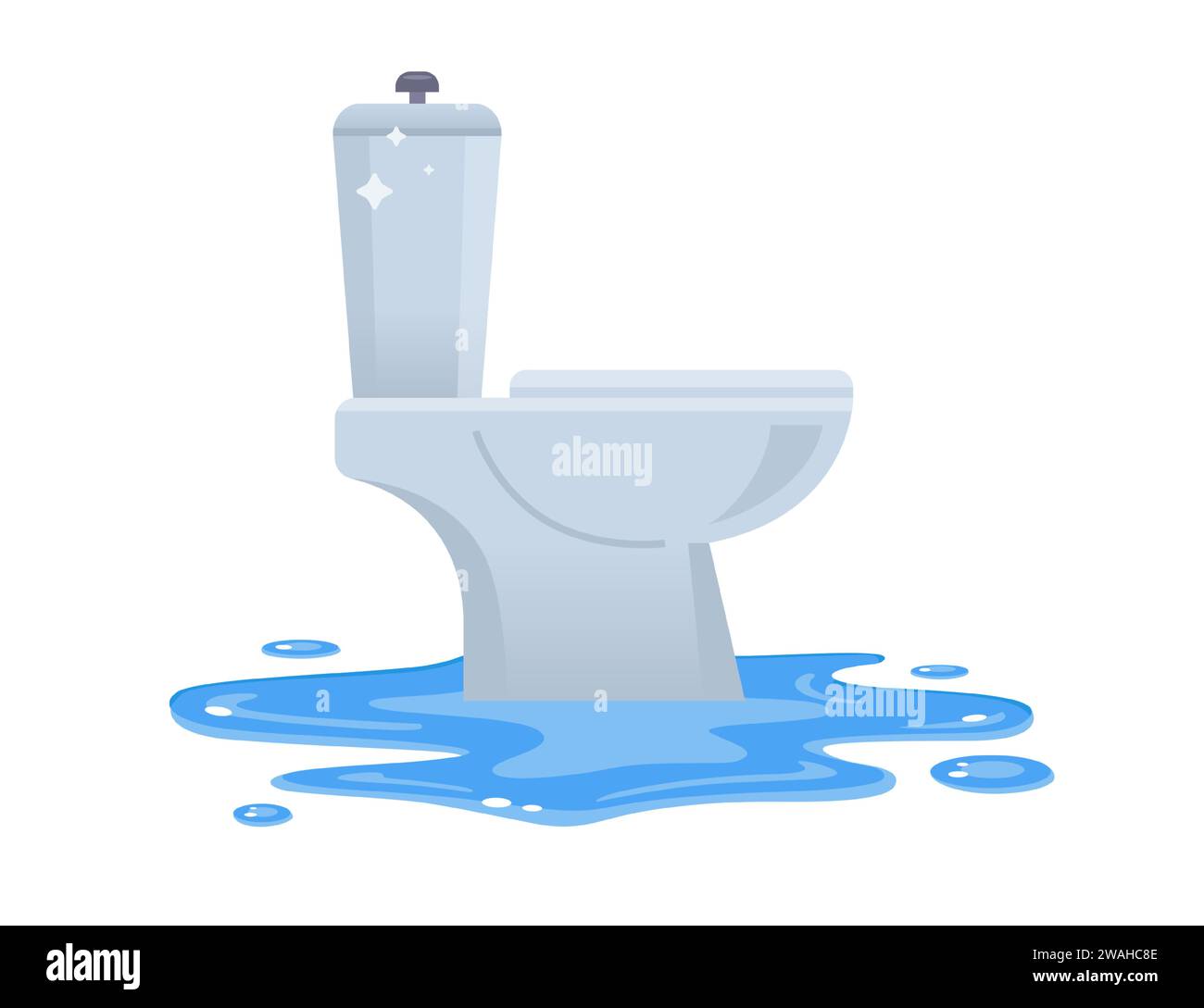 toilet flood. puddle in the bathroom. flat vector illustration Stock ...