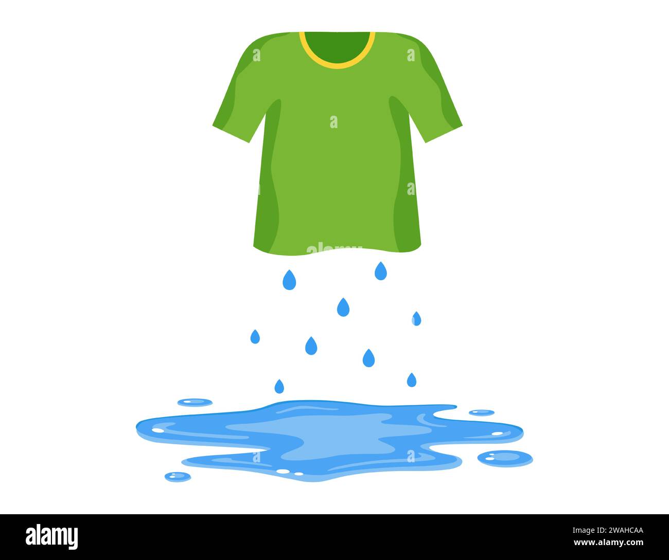 wet clothes. water dripping from a Tshirt. flat vector illustration