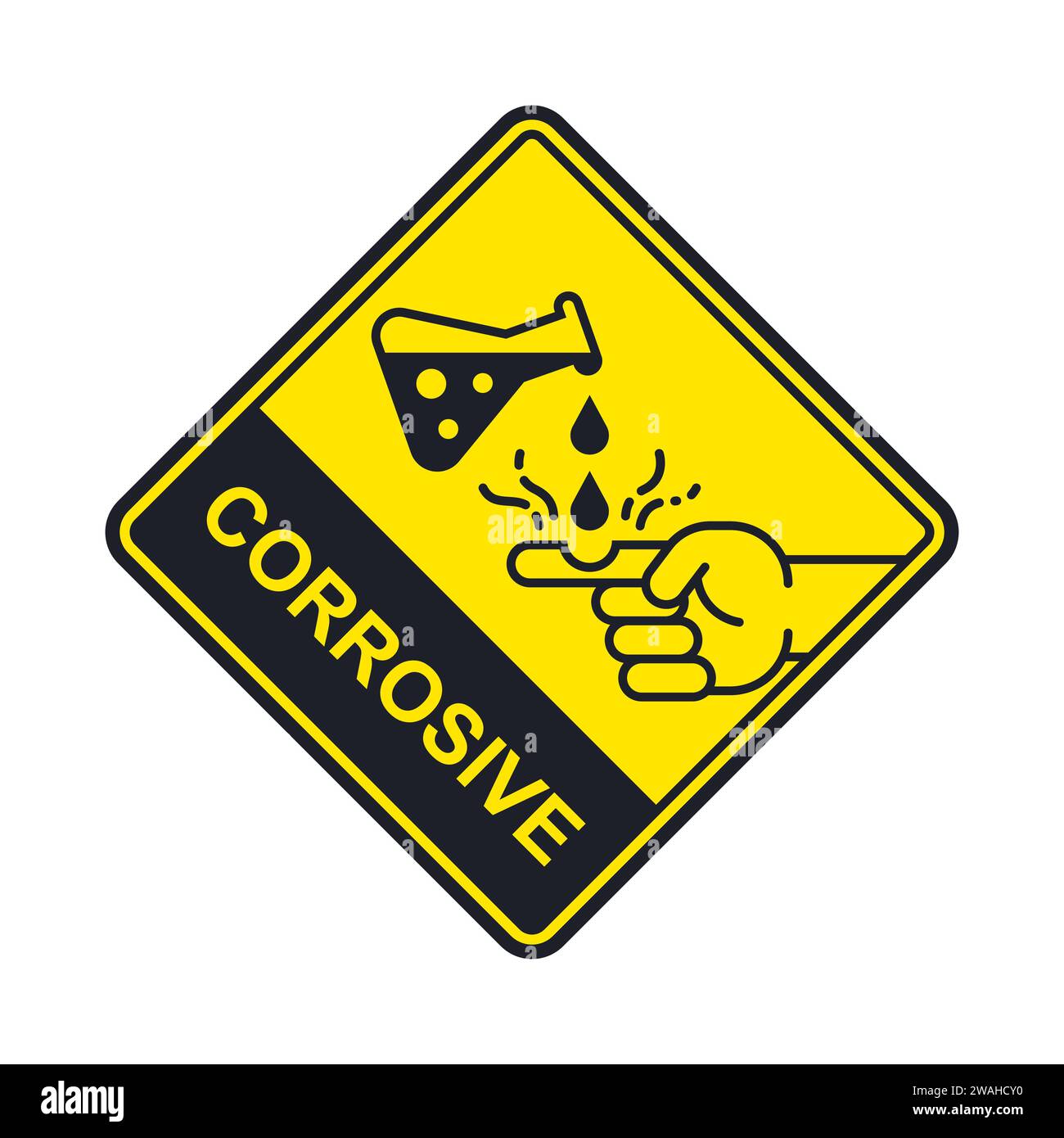 yellow acid caution sign. flat vector illustration Stock Vector Image