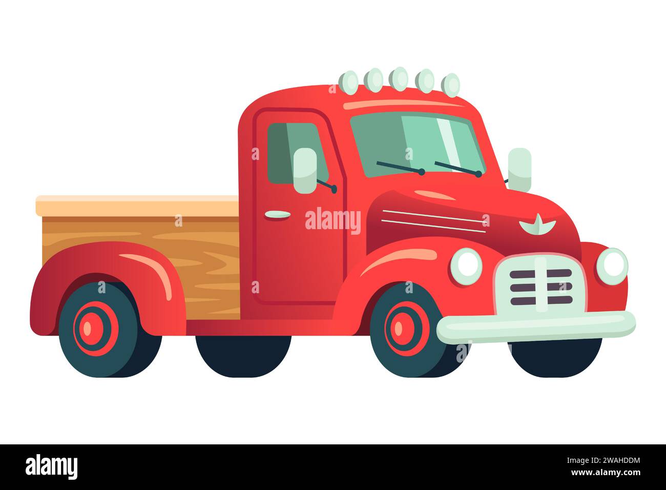 old American truck on a white background. flat vector illustration. Stock Vector