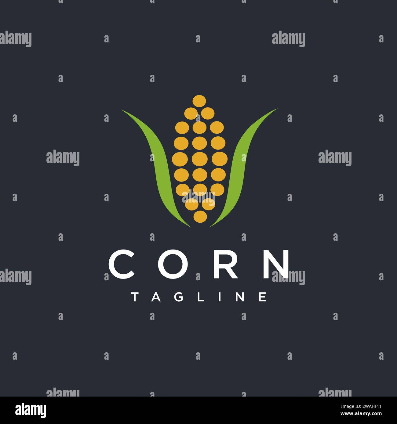 Modern abstract corn logo icon vector template on dark background Stock Vector