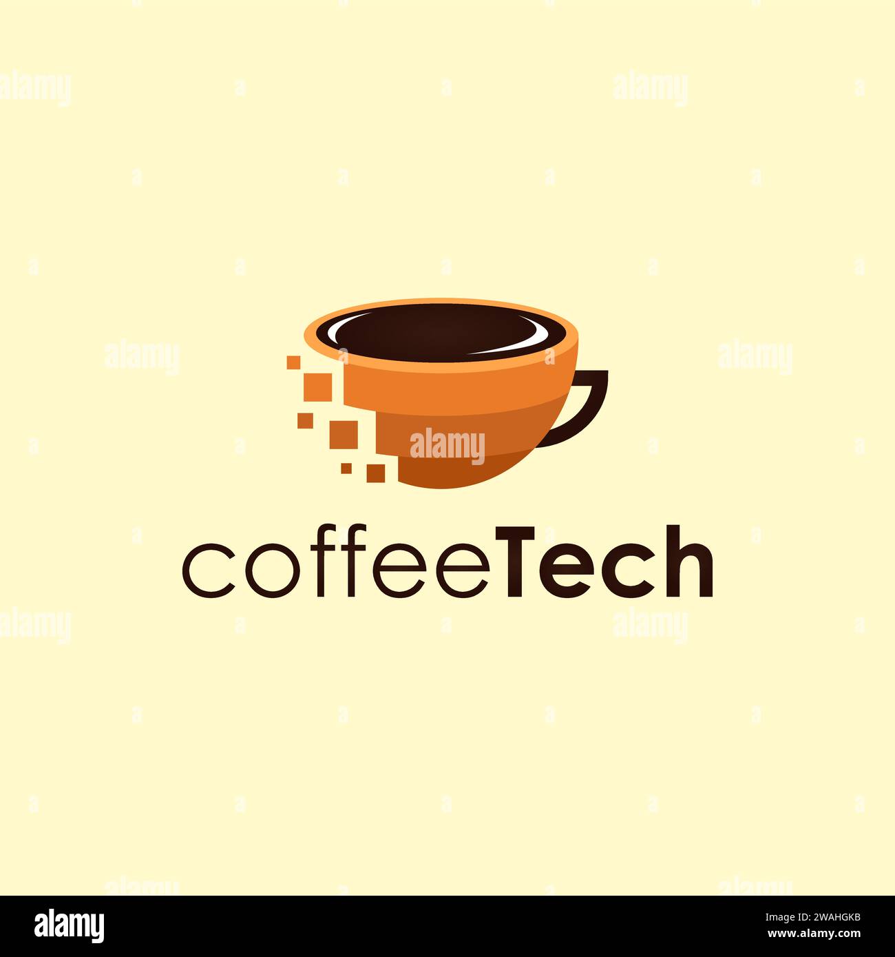 Digital techie coffee icon vector template on light background Stock Vector