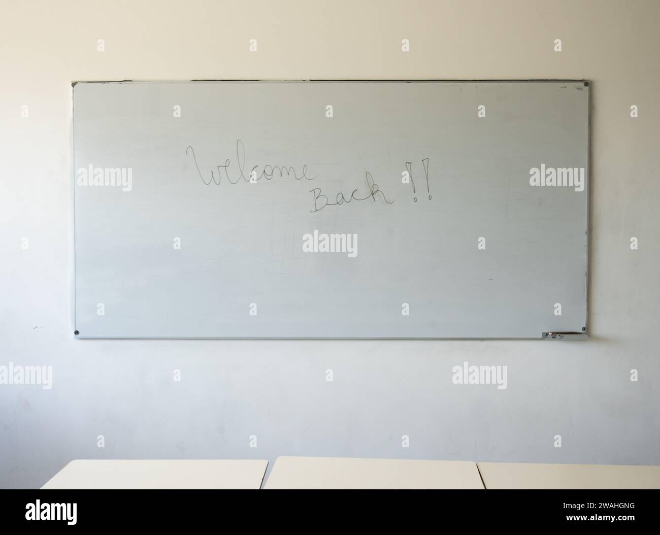 whiteboard close up in a classroom Stock Photo