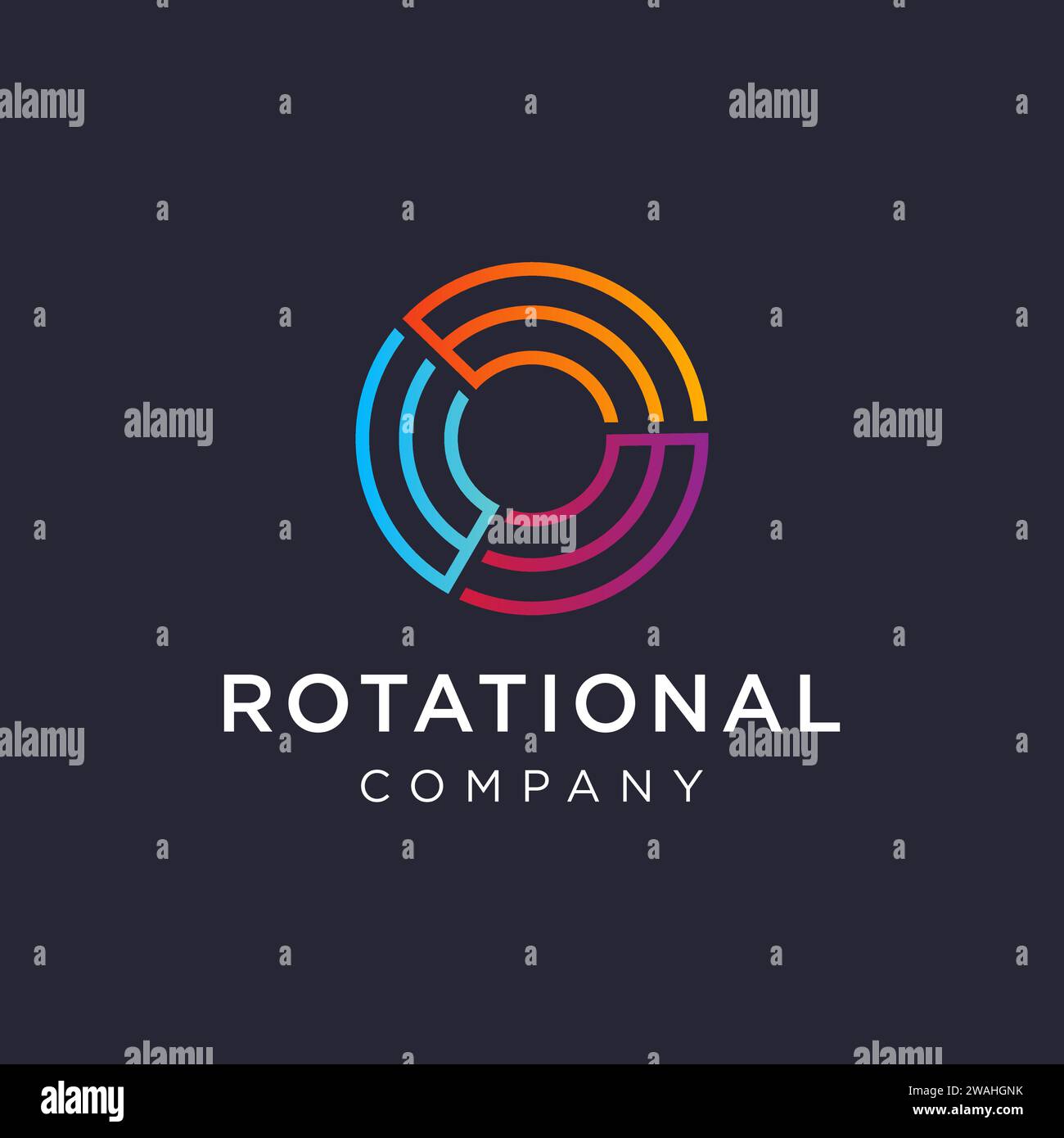 Abstract circle motion rotation logo icon vector template on dark background Stock Vector
