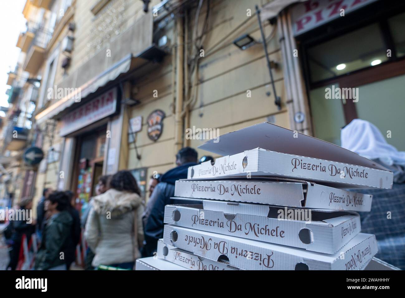 Napoli, Italy 2023 November 18 People waiting on the street at La