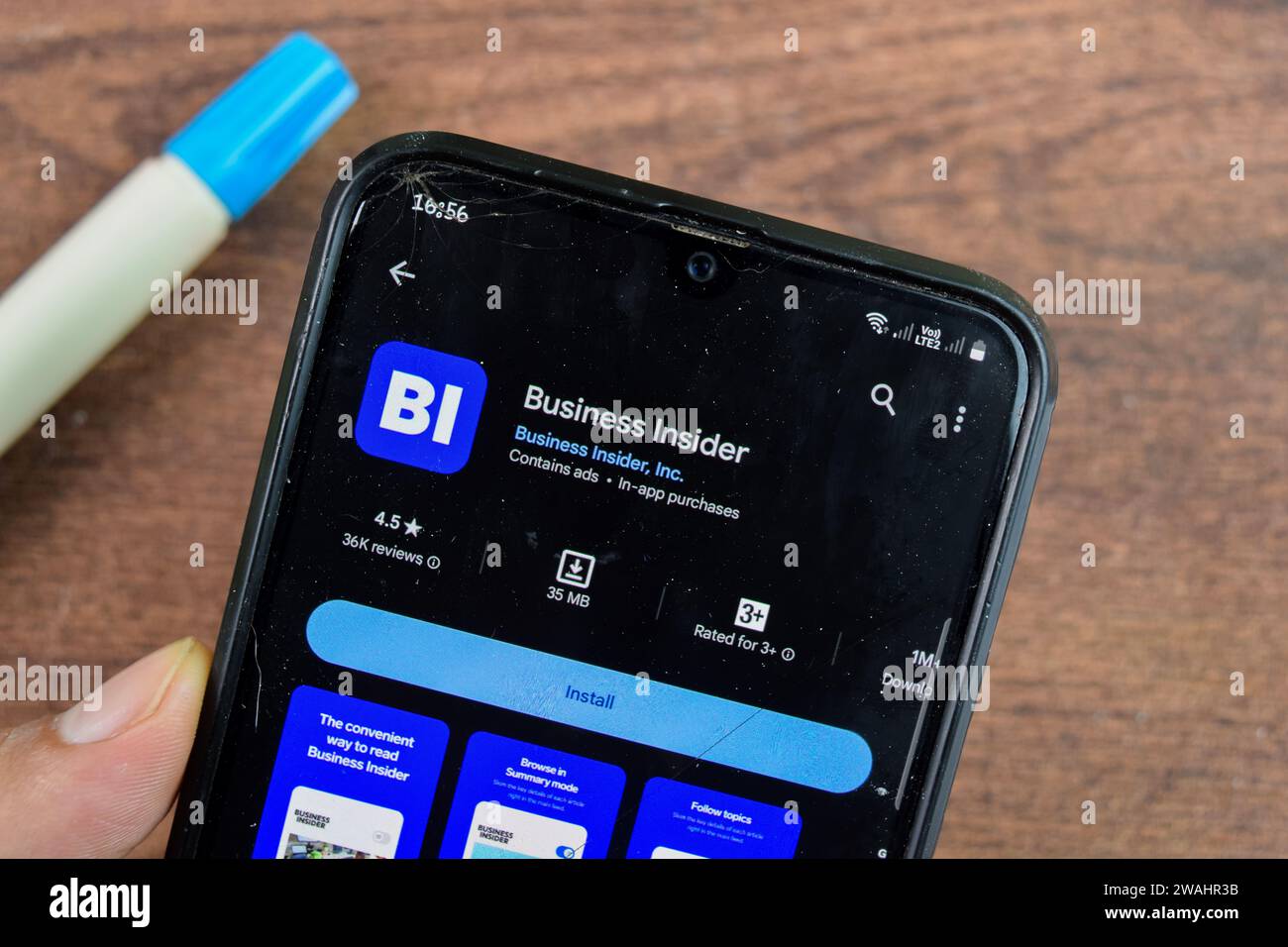 Business Insider application on Smartphone screen. Business Insider is a freeware web browser developed by Business Insider, Inc. Bekasi, Indonesia, J Stock Photo