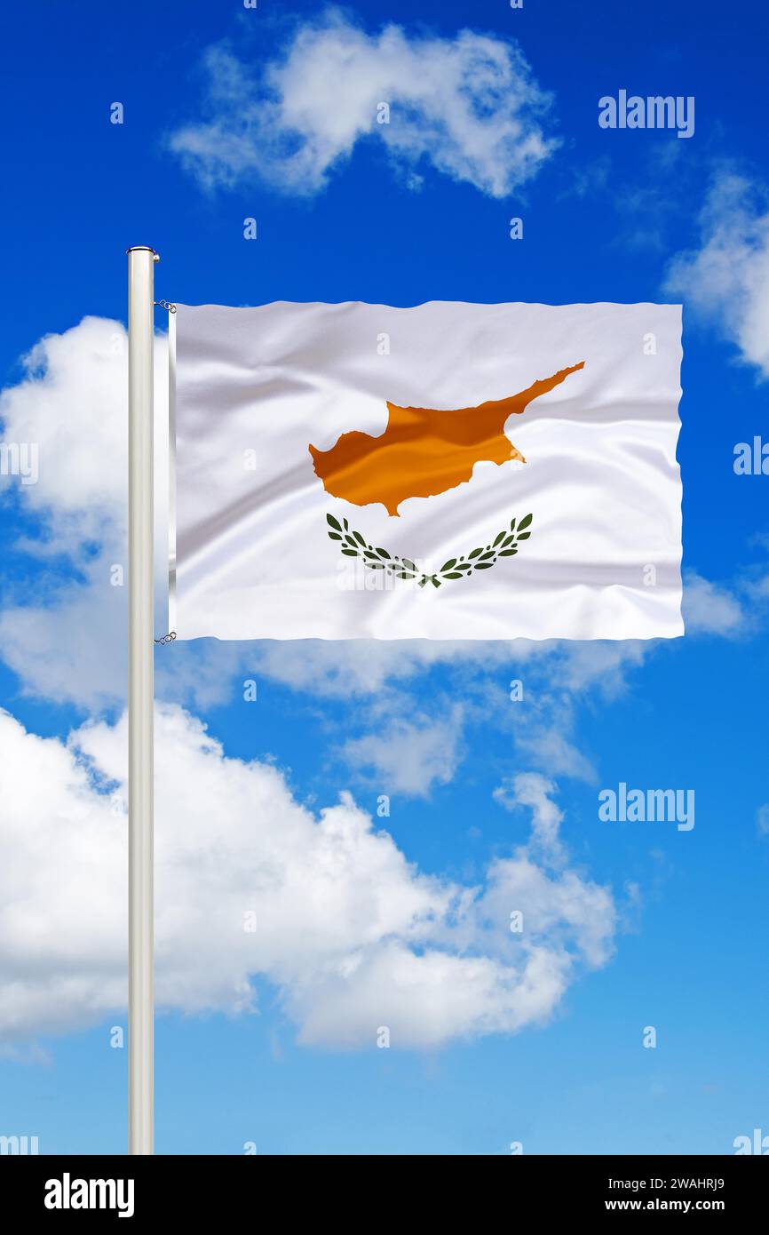 National flag of Cyprus, Middle East, Studio Stock Photo