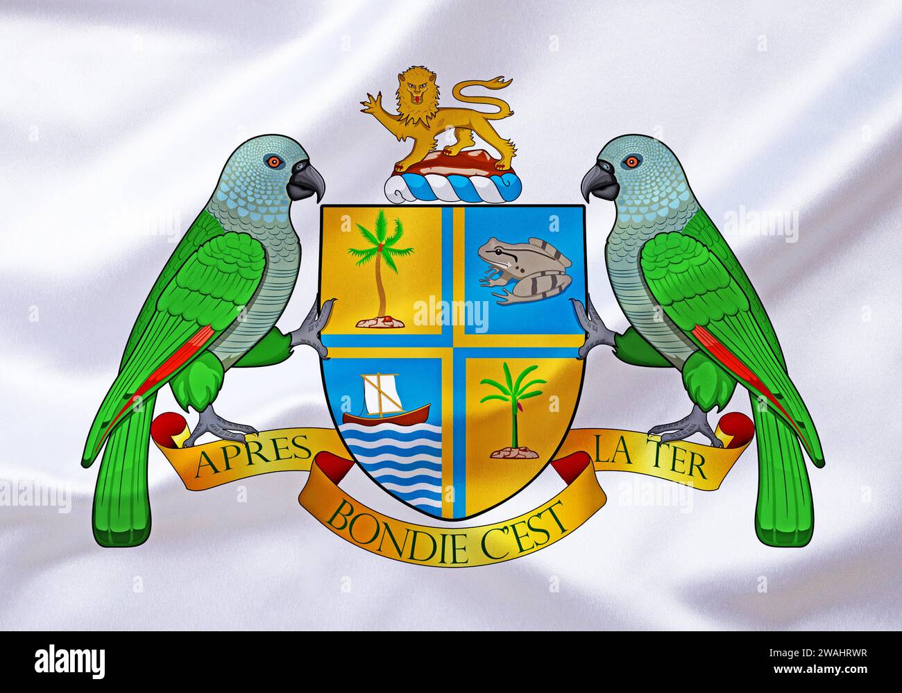 The coat of arms of Dominica, country in the Caribbean, island state