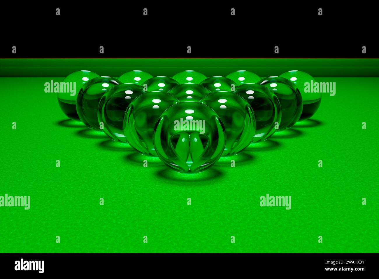 Glass billiard balls at the starting playing position Stock Photo Alamy