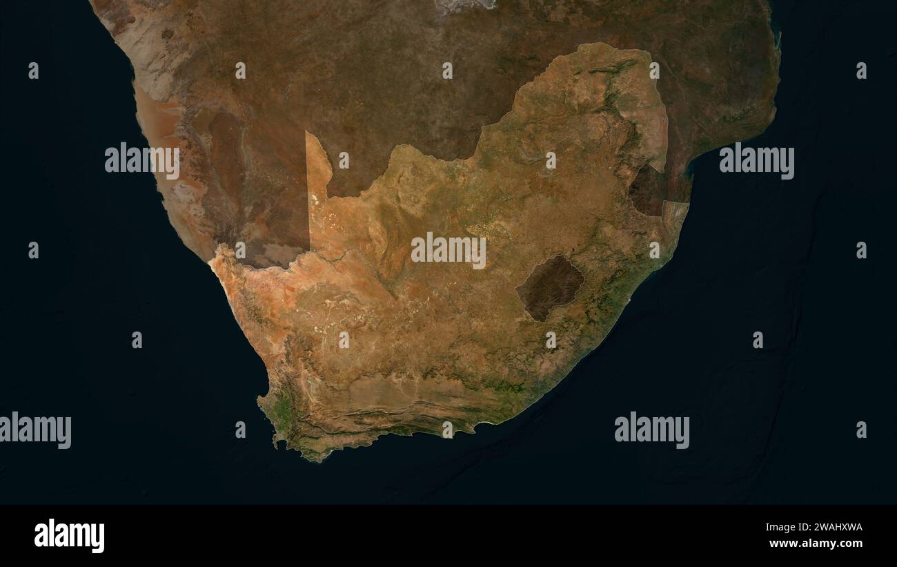 South Africa highlighted on a low resolution satellite map Stock Photo